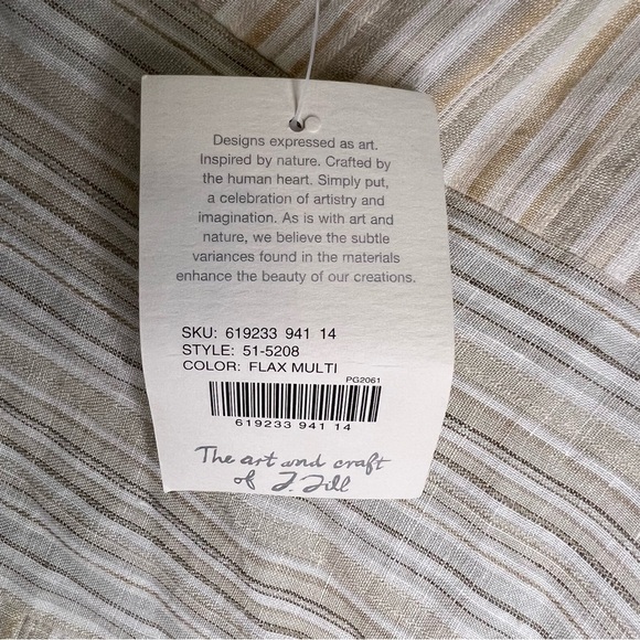 NWT J Jill Skirt Ivory Striped Linen Patchwork A Line Below Knee Everyday Sz 14 - Picture 2 of 10